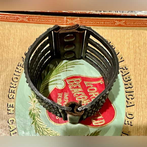 EUC by Rebel Designs. 5-Bar, Metal, African Turquoise, Vintage Leather, Bracelet - Picture 10 of 11